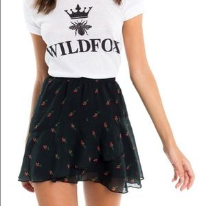 Wildfox Bethany Rose Floral Black Mini Skirt